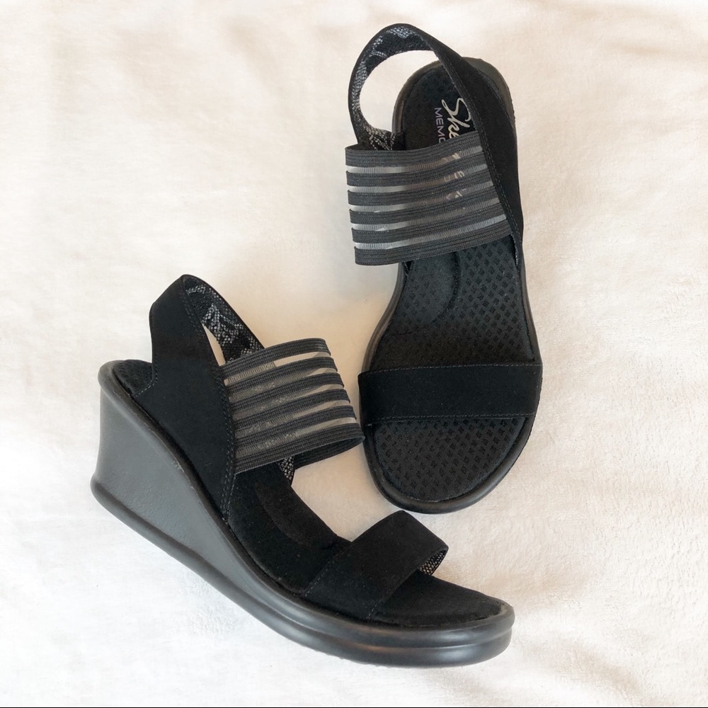 SKETCHERS Rumblers Sci Fi Memory Foam Wedge Sandal